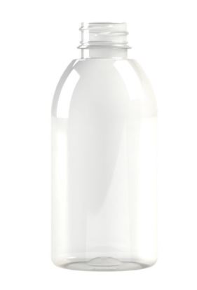 Botella PET de 250ml M1 cilíndrico, cuello 28/410 en transparente