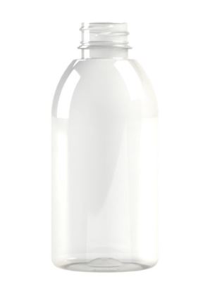 Botella PET de 250ml M1 cilíndrico, cuello 28/410 en transparente